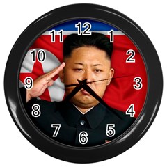 Kim Jong-un Wall Clocks (black) by Valentinaart