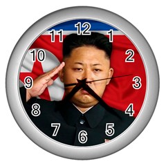 Kim Jong-un Wall Clocks (silver)  by Valentinaart