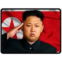 Kim Jong-un Fleece Blanket (large)  by Valentinaart