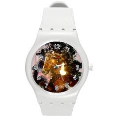 Wonderful Horse In Watercolors Round Plastic Sport Watch (m) by FantasyWorld7