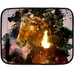 Wonderful Horse In Watercolors Double Sided Fleece Blanket (mini)  by FantasyWorld7