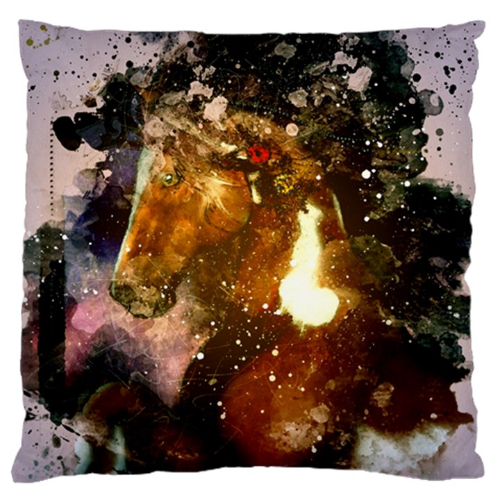 Wonderful Horse In Watercolors Large Cushion Case (One Side)