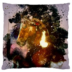 Wonderful Horse In Watercolors Large Flano Cushion Case (one Side) by FantasyWorld7