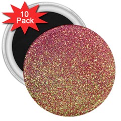 Rose Gold Sparkly Glitter Texture Pattern 3  Magnets (10 Pack)  by paulaoliveiradesign