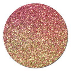 Rose Gold Sparkly Glitter Texture Pattern Magnet 5  (round) by paulaoliveiradesign