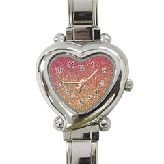 Rose Gold Sparkly Glitter Texture Pattern Heart Italian Charm Watch by paulaoliveiradesign