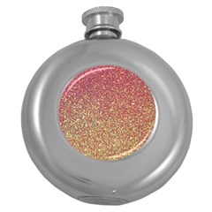 Rose Gold Sparkly Glitter Texture Pattern Round Hip Flask (5 Oz) by paulaoliveiradesign