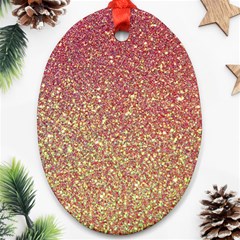 Rose Gold Sparkly Glitter Texture Pattern Oval Ornament (two Sides)