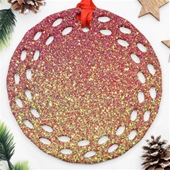 Rose Gold Sparkly Glitter Texture Pattern Round Filigree Ornament (two Sides)