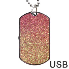 Rose Gold Sparkly Glitter Texture Pattern Dog Tag Usb Flash (one Side) by paulaoliveiradesign