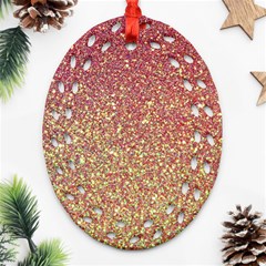 Rose Gold Sparkly Glitter Texture Pattern Ornament (oval Filigree)