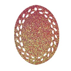 Rose Gold Sparkly Glitter Texture Pattern Oval Filigree Ornament (two Sides)