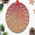 Rose Gold Sparkly Glitter Texture Pattern Oval Filigree Ornament (Two Sides) Back