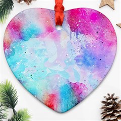 Pink And Purple Galaxy Watercolor Background  Ornament (heart)