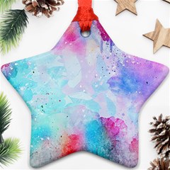 Pink And Purple Galaxy Watercolor Background  Ornament (star)