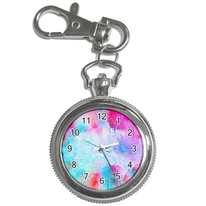 Pink and Purple Galaxy Watercolor Background  Key Chain Watches