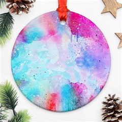 Pink And Purple Galaxy Watercolor Background  Round Ornament (two Sides)