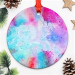 Pink and Purple Galaxy Watercolor Background  Round Ornament (Two Sides) Front