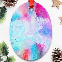 Pink And Purple Galaxy Watercolor Background  Oval Ornament (two Sides)