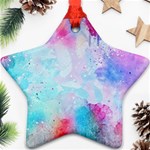 Pink and Purple Galaxy Watercolor Background  Star Ornament (Two Sides) Front