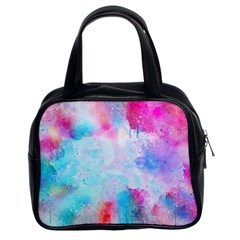 Pink And Purple Galaxy Watercolor Background  Classic Handbags (2 Sides) by paulaoliveiradesign