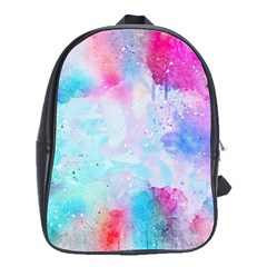 Pink And Purple Galaxy Watercolor Background  School Bag (large) by paulaoliveiradesign