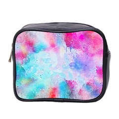 Pink And Purple Galaxy Watercolor Background  Mini Toiletries Bag 2-side by paulaoliveiradesign