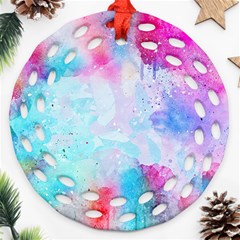 Pink And Purple Galaxy Watercolor Background  Ornament (round Filigree)