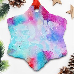 Pink And Purple Galaxy Watercolor Background  Snowflake Ornament (two Sides)