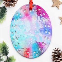 Pink And Purple Galaxy Watercolor Background  Ornament (oval Filigree)