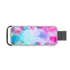 Pink And Purple Galaxy Watercolor Background  Portable Usb Flash (one Side) by paulaoliveiradesign