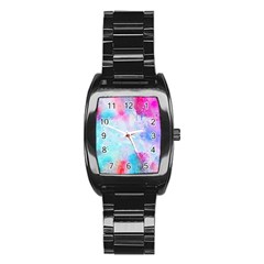 Pink And Purple Galaxy Watercolor Background  Stainless Steel Barrel Watch by paulaoliveiradesign