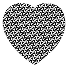 Black And White Waves Illusion Pattern Jigsaw Puzzle (heart) by paulaoliveiradesign