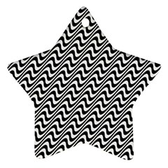 Black And White Waves Illusion Pattern Star Ornament (two Sides)