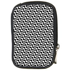 Black And White Waves Illusion Pattern Compact Camera Cases by paulaoliveiradesign