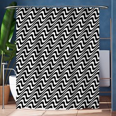 Black And White Waves Illusion Pattern Shower Curtain 60  X 72  (medium)  by paulaoliveiradesign