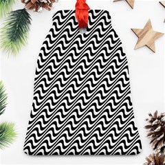 Black And White Waves Illusion Pattern Bell Ornament (two Sides)