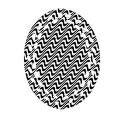 Black And White Waves Illusion Pattern Oval Filigree Ornament (two Sides)