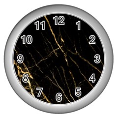 Black Marble Wall Clocks (silver)  by NouveauDesign