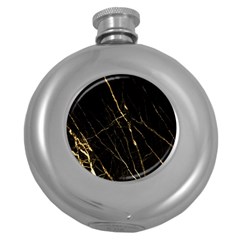 Black Marble Round Hip Flask (5 Oz) by NouveauDesign