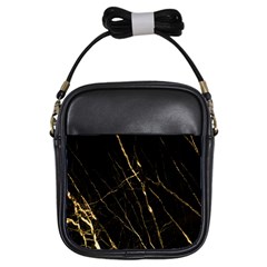 Black Marble Girls Sling Bags by NouveauDesign