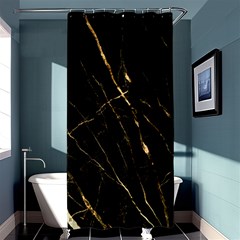 Black Marble Shower Curtain 36  X 72  (stall)  by NouveauDesign