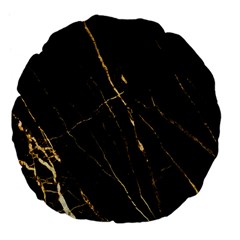 Black Marble Large 18  Premium Flano Round Cushions by NouveauDesign