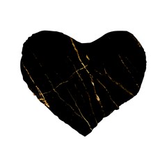 Black Marble Standard 16  Premium Flano Heart Shape Cushions by NouveauDesign