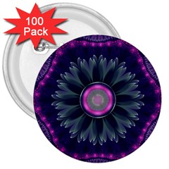 Beautiful Hot Pink And Gray Fractal Anemone Kisses 3  Buttons (100 Pack)  by jayaprime