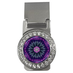 Beautiful Hot Pink And Gray Fractal Anemone Kisses Money Clips (cz)  by jayaprime