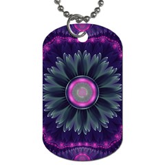 Beautiful Hot Pink And Gray Fractal Anemone Kisses Dog Tag (one Side) by jayaprime