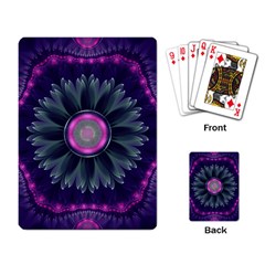 Beautiful Hot Pink And Gray Fractal Anemone Kisses Playing Card by jayaprime