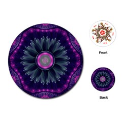 Beautiful Hot Pink And Gray Fractal Anemone Kisses Playing Cards (round)  by jayaprime