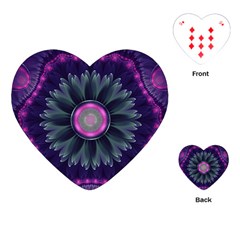 Beautiful Hot Pink And Gray Fractal Anemone Kisses Playing Cards (heart)  by jayaprime